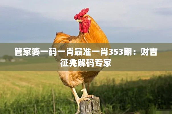 管家婆一码一肖最准一肖353期:财吉征兆解码专家