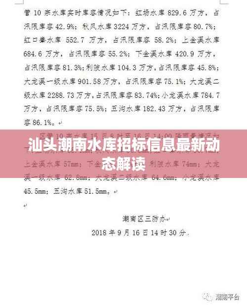 汕头潮南水库招标信息最新动态解读