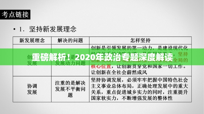 重磅解析!2020年政治专题深度解读