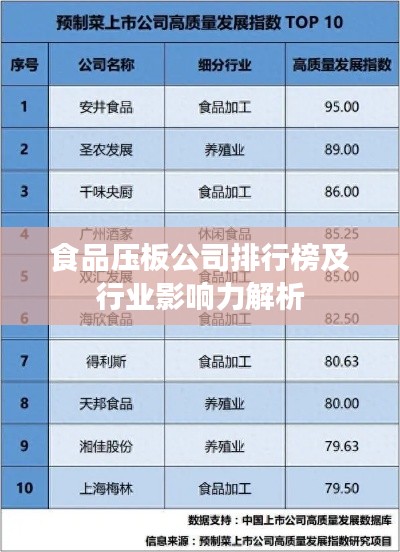 食品压板公司排行榜及行业影响力解析